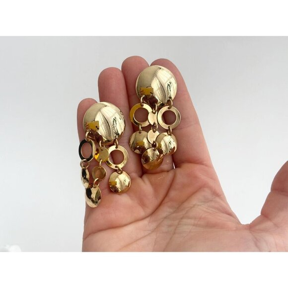 Sandy Baker Sterling Silver Vintage Gold T Vermeil Chandelier Earrings - Picture 10 of 10